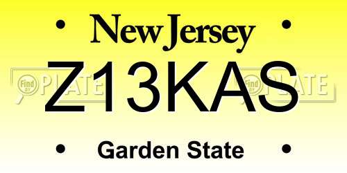 Z13KAS New Jersey License Plate