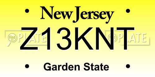 Z13KNT New Jersey License Plate