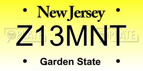 Z13MNT New Jersey License Plate