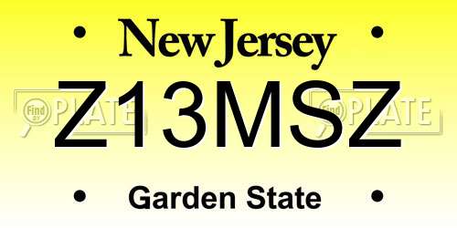 Z13MSZ New Jersey License Plate