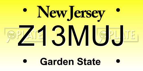 Z13MUJ New Jersey License Plate