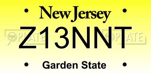 Z13NNT New Jersey License Plate