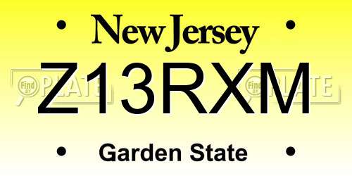 Z13RXM New Jersey License Plate