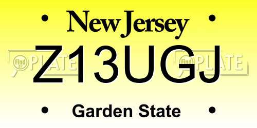 Z13UGJ New Jersey License Plate