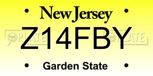 Z14FBY New Jersey License Plate