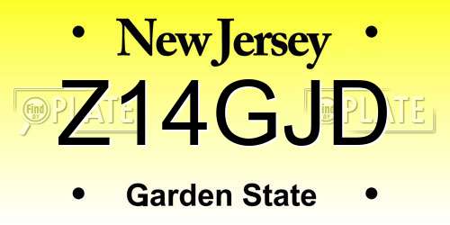 Z14GJD New Jersey License Plate
