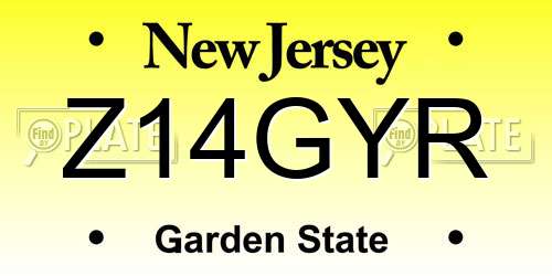Z14GYR New Jersey License Plate