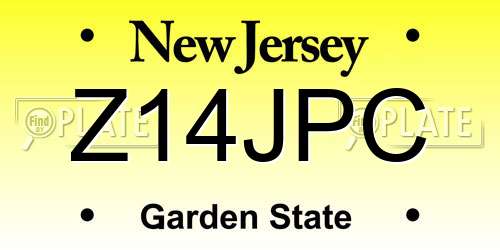 Z14JPC New Jersey License Plate
