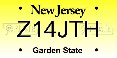 Z14JTH New Jersey License Plate