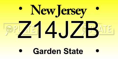 Z14JZB New Jersey License Plate