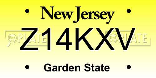 Z14KXV New Jersey License Plate