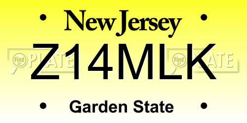 Z14MLK New Jersey License Plate