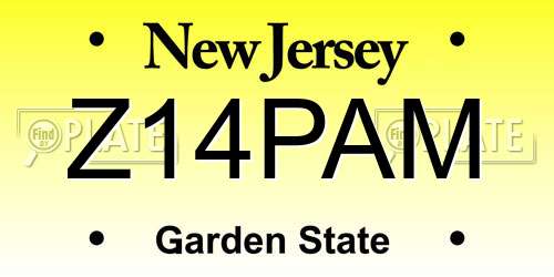 Z14PAM New Jersey License Plate