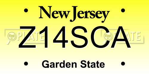 Z14SCA New Jersey License Plate