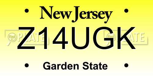 Z14UGK New Jersey License Plate