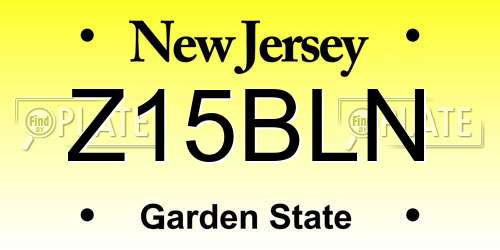Z15BLN New Jersey License Plate