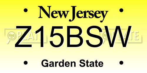 Z15BSW New Jersey License Plate