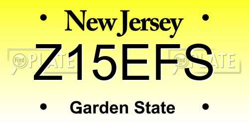 Z15EFS New Jersey License Plate
