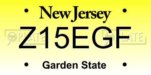 Z15EGF New Jersey License Plate
