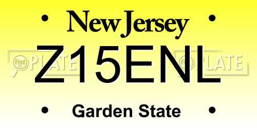 Z15ENL New Jersey License Plate