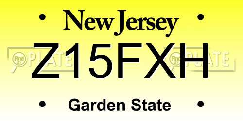 Z15FXH New Jersey License Plate