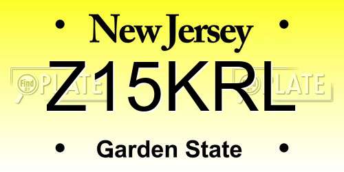 Z15KRL New Jersey License Plate