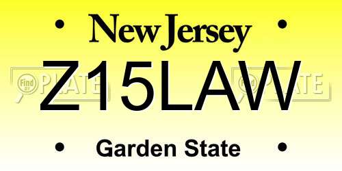 Z15LAW New Jersey License Plate