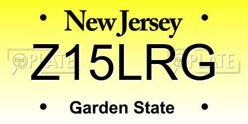 Z15LRG New Jersey License Plate