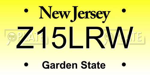 Z15LRW New Jersey License Plate
