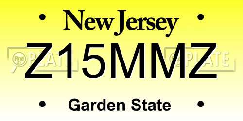 Z15MMZ New Jersey License Plate