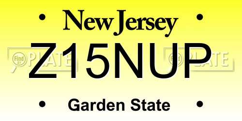 Z15NUP New Jersey License Plate