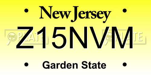 Z15NVM New Jersey License Plate
