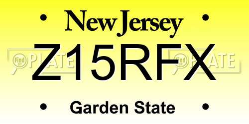 Z15RFX New Jersey License Plate
