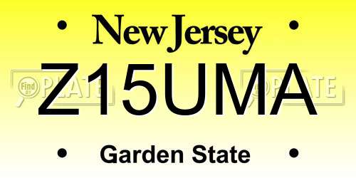 Z15UMA New Jersey License Plate
