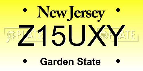 Z15UXY New Jersey License Plate