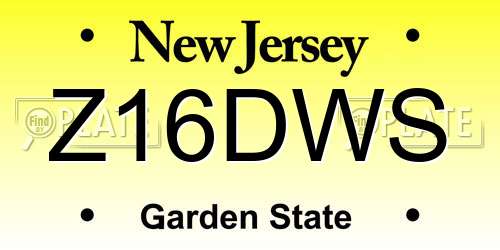 Z16DWS New Jersey License Plate