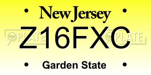 Z16FXC New Jersey License Plate