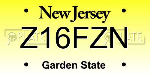 Z16FZN New Jersey License Plate