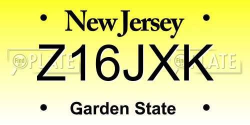 Z16JXK New Jersey License Plate