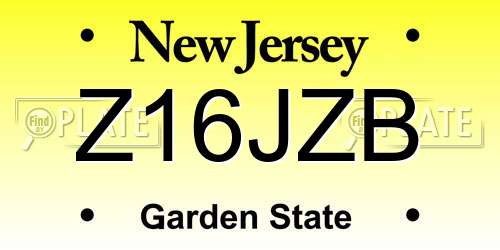 Z16JZB New Jersey License Plate