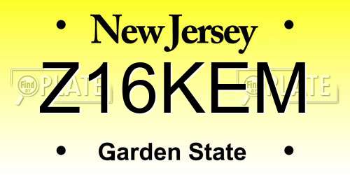 Z16KEM New Jersey License Plate