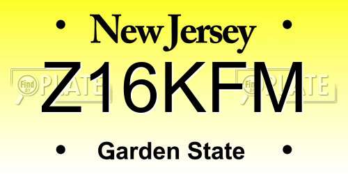 Z16KFM New Jersey License Plate