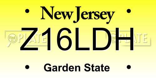 Z16LDH New Jersey License Plate