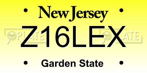 Z16LEX New Jersey License Plate