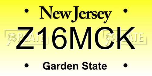 Z16MCK New Jersey License Plate