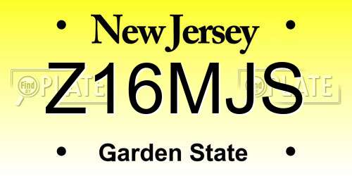 Z16MJS New Jersey License Plate