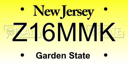 Z16MMK New Jersey License Plate
