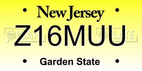 Z16MUU New Jersey License Plate