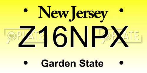 Z16NPX New Jersey License Plate