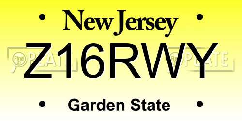 Z16RWY New Jersey License Plate